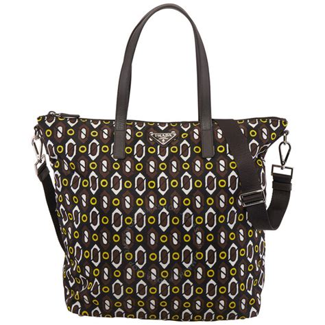 prada printed cacao medallion nylon tote bag|prada totes farfetch.